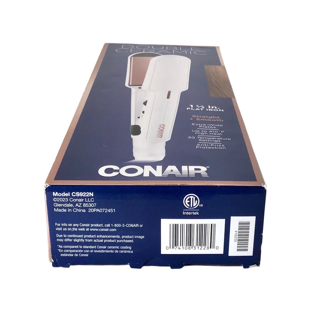 Conair Double Ceramic 1‎ 1/2 Inch Flat Iron Hair Straightener Extra Wide Plates - Picture 8 of 11